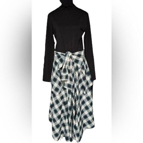 Maje Long Sleeve Shirt Dress Plaid Bottom Size US Small Eu 36 - Picture 1 of 6